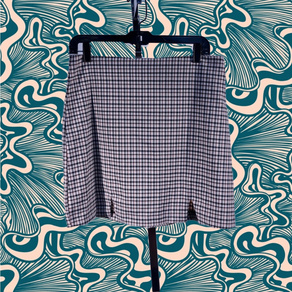 GB Plaid Front Double Slit Mini Skirt, Sz L, NWT, NBW